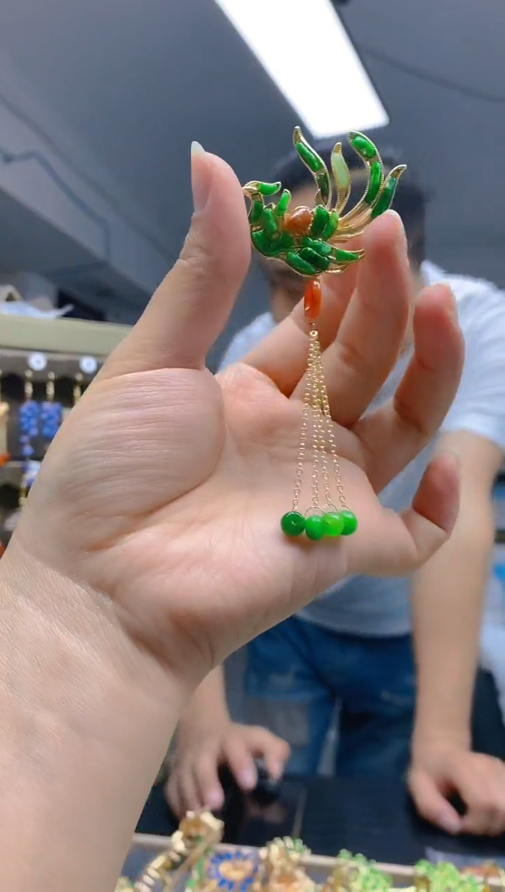 【闪购商品】翡翠耳饰合金0508翡翠胸针