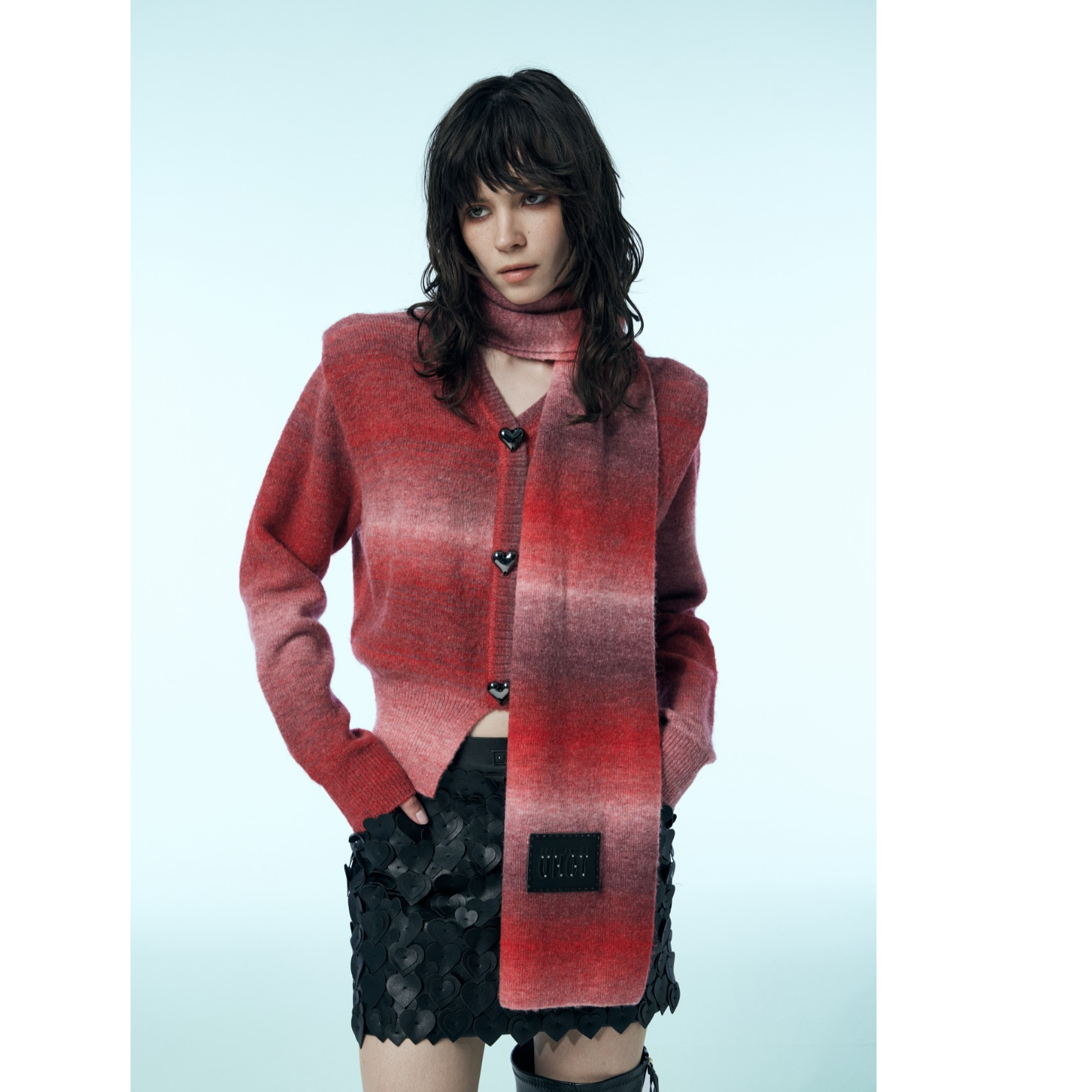 UHOT诱货  设计师品牌 25冬季新款 红色围巾针织衫 ganjue买手店