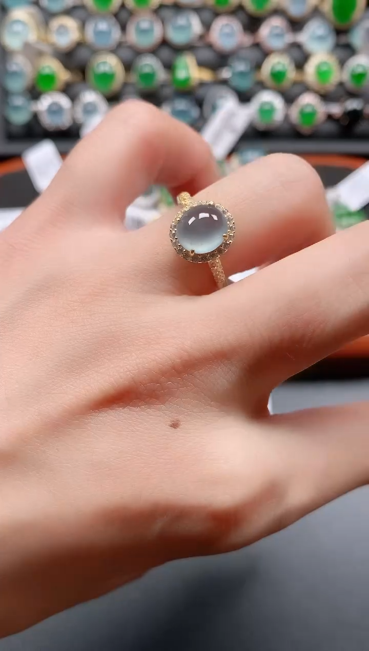 银S925镶嵌戒指翡翠111