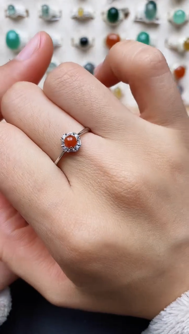 【闪购商品】翡翠戒指银S925镶嵌缅甸翡翠