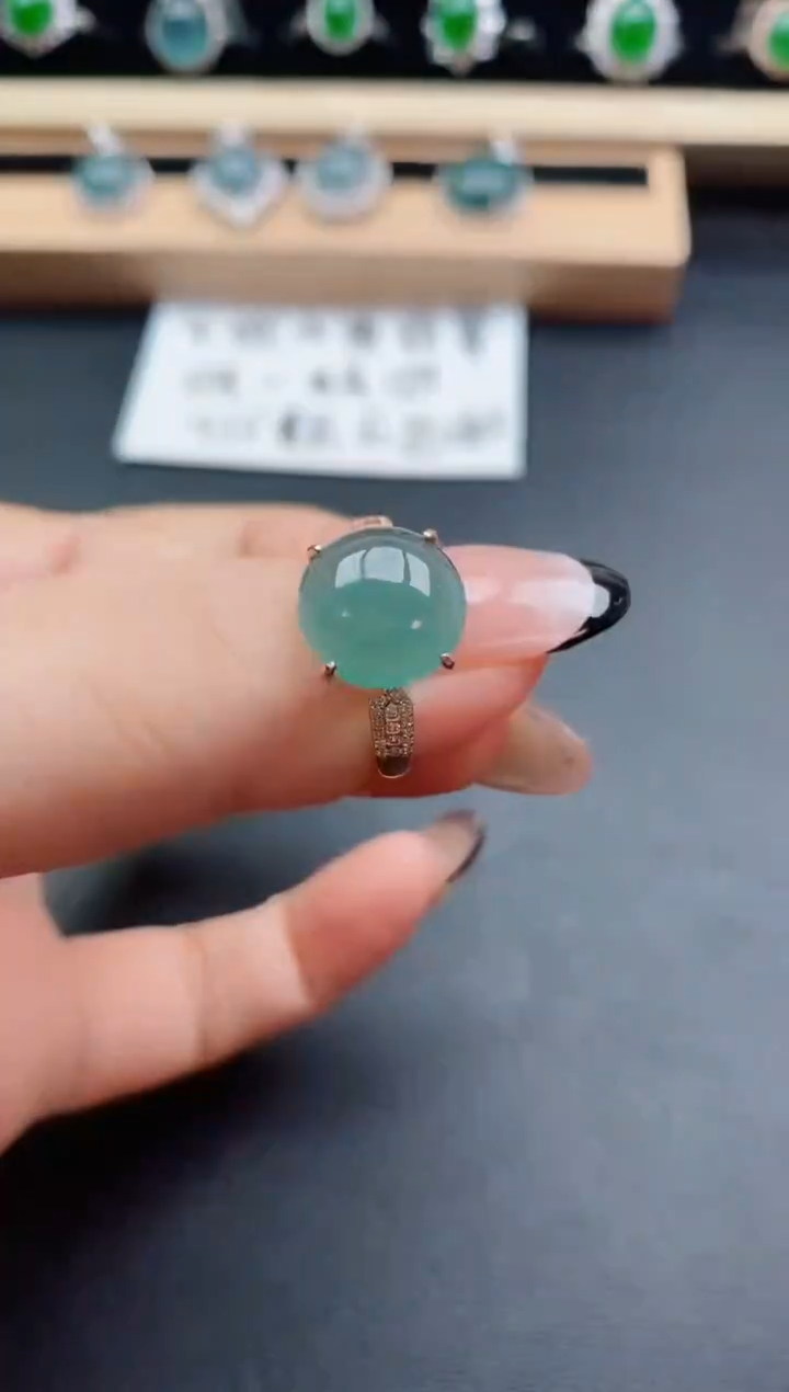 翡翠戒指银S925镶嵌50850