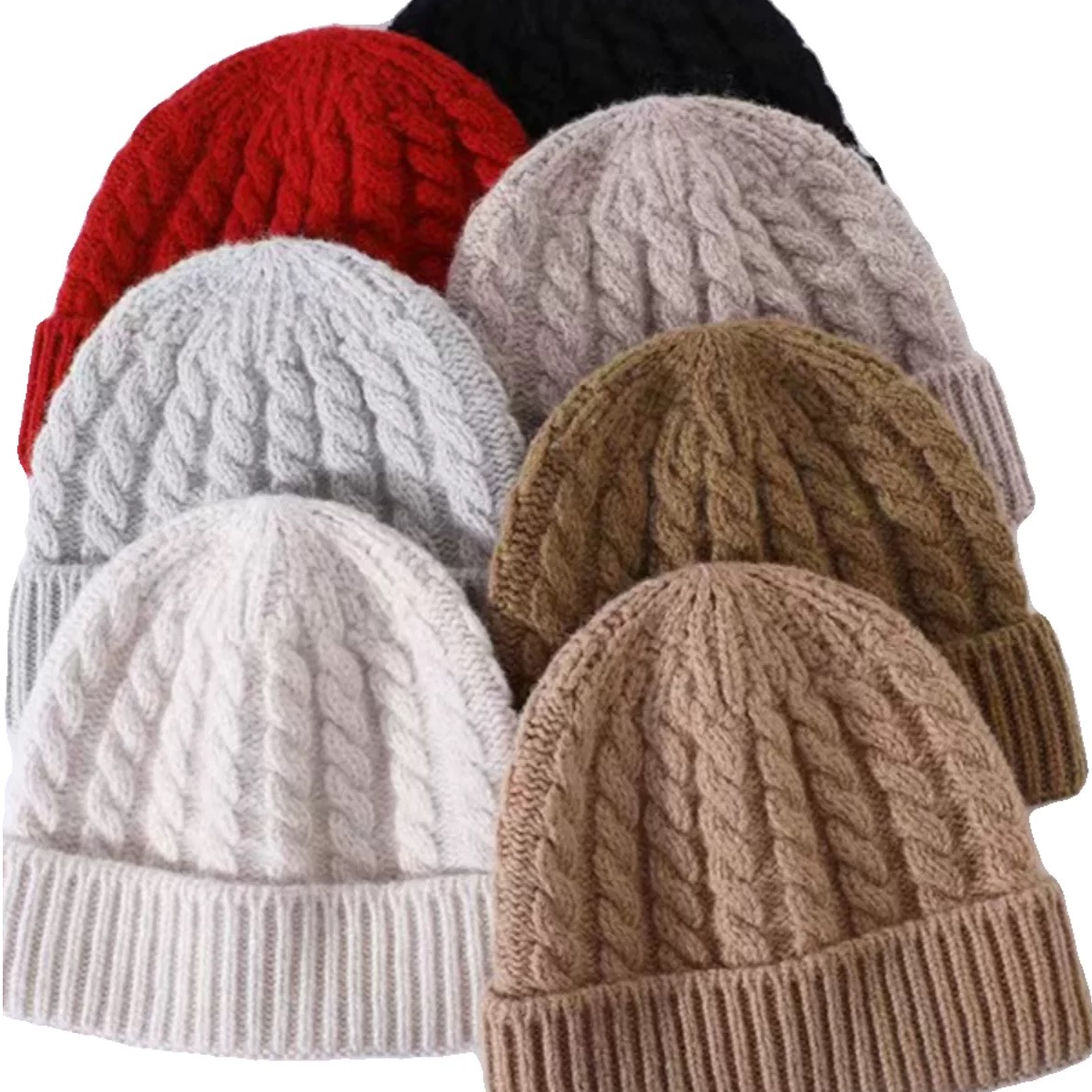 帽子时尚纯色秋冬羊毛针织情侣冷帽女百搭加绒秋冬加厚男士女士