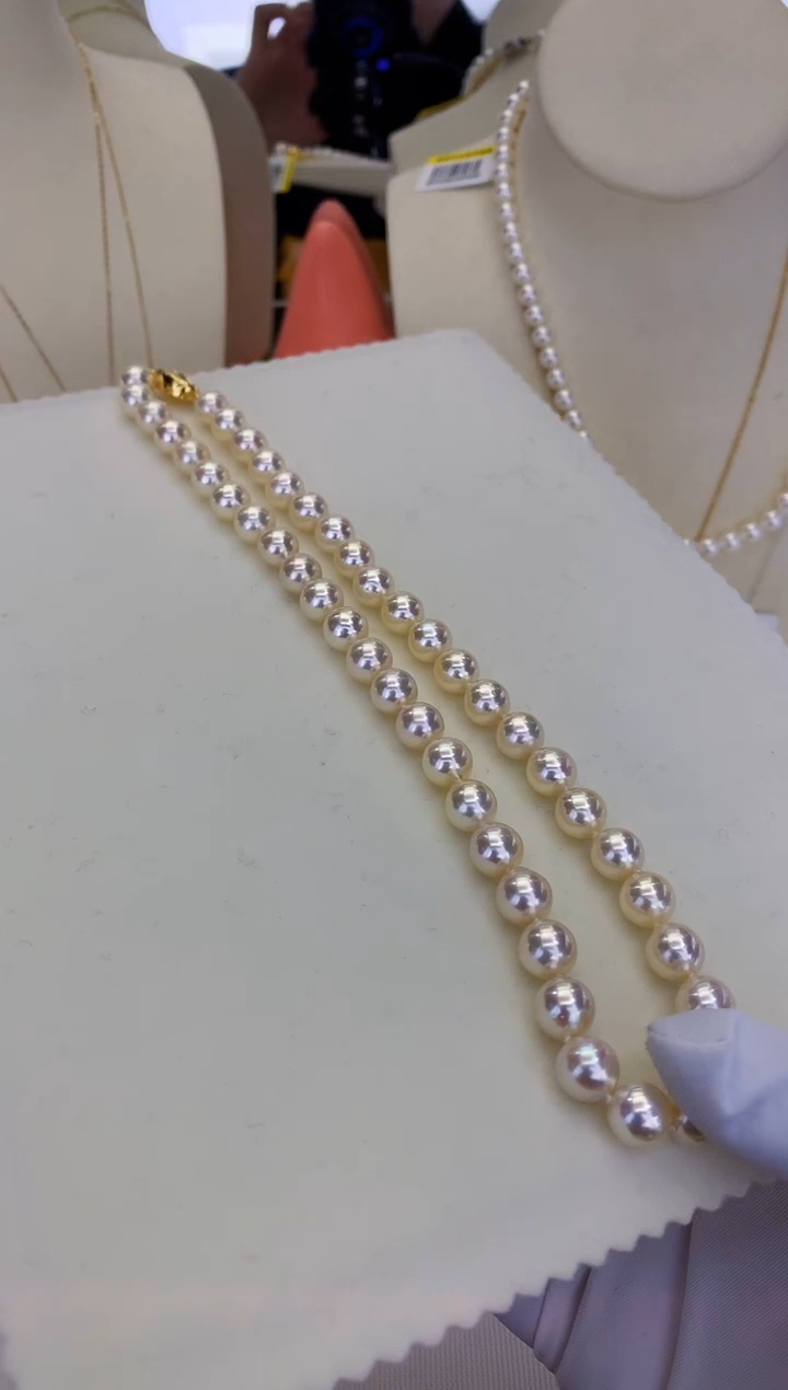 银S925镶嵌DA海水珍珠 GD247 8.5-9 羽皇金串链