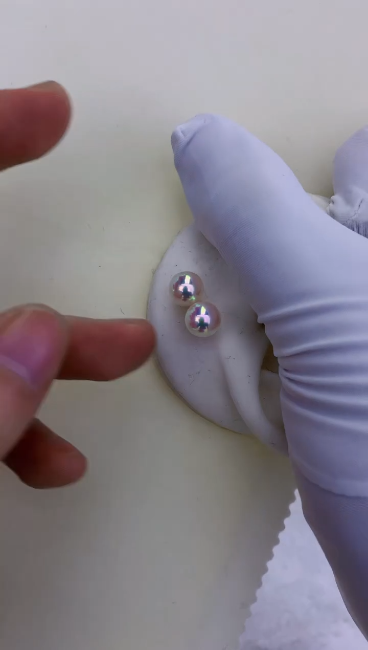 18K金镶嵌饰品海水珍珠8-8.5素钉定制