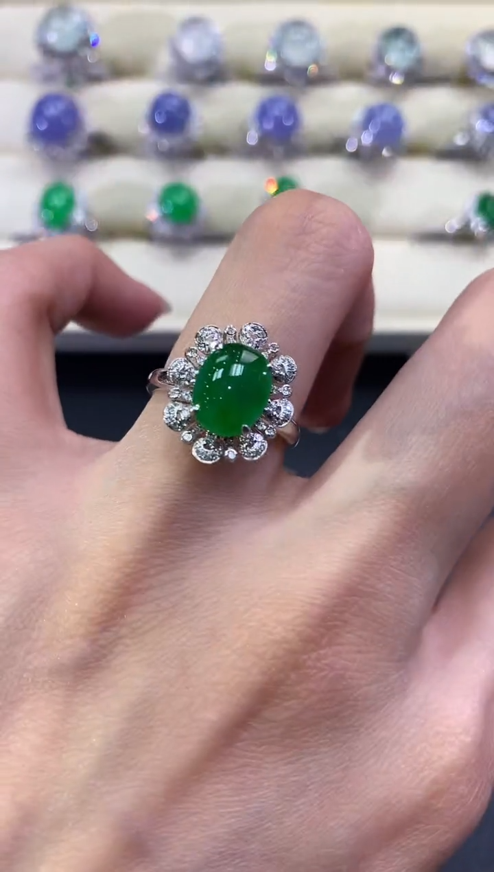 【闪购商品】翡翠戒指18K金镶嵌a170       