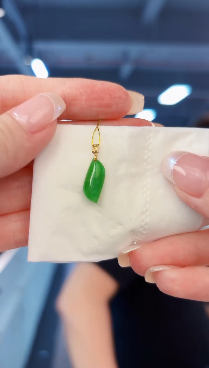 翡翠18K金镶嵌颈饰 缅料A货/支持复检/一件