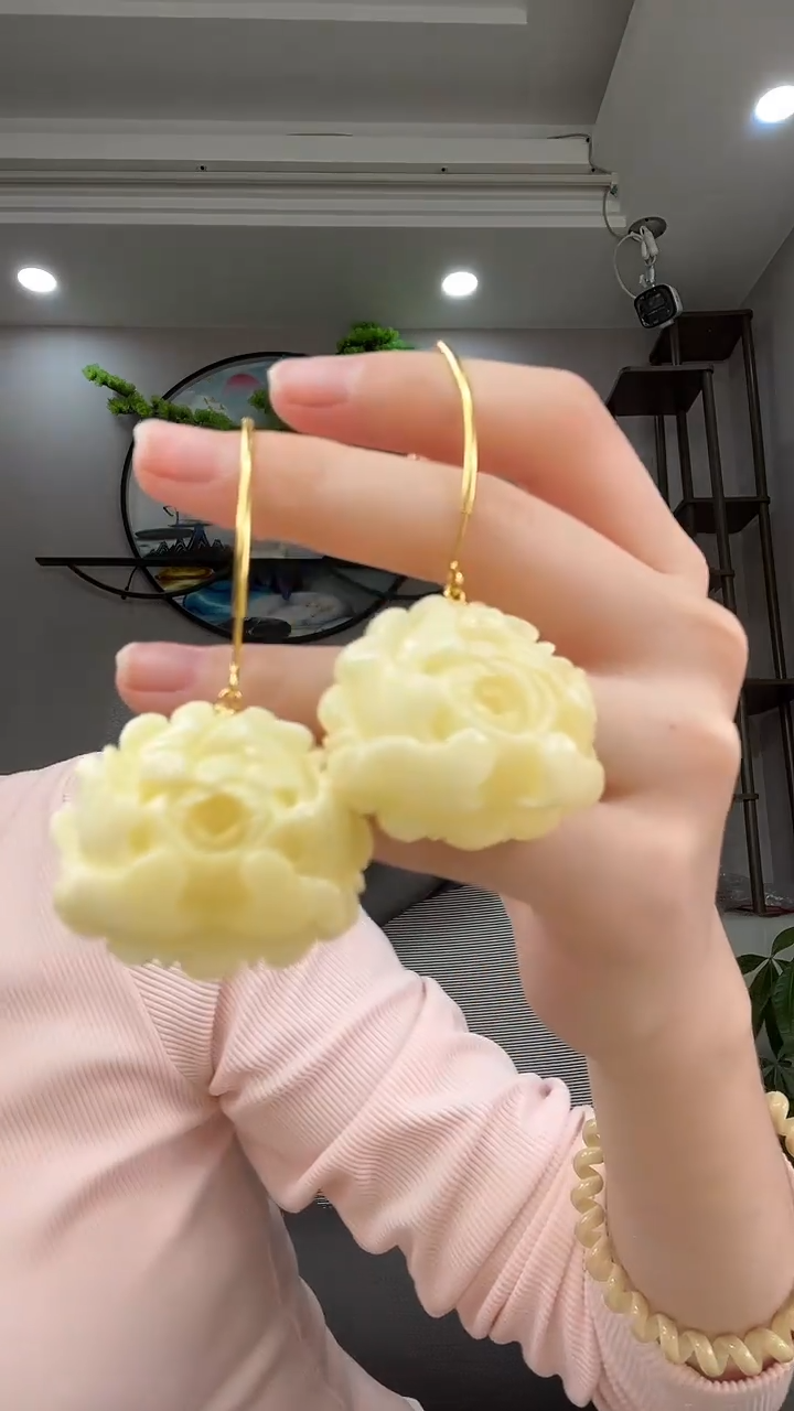 琥珀未镶嵌耳饰耳环