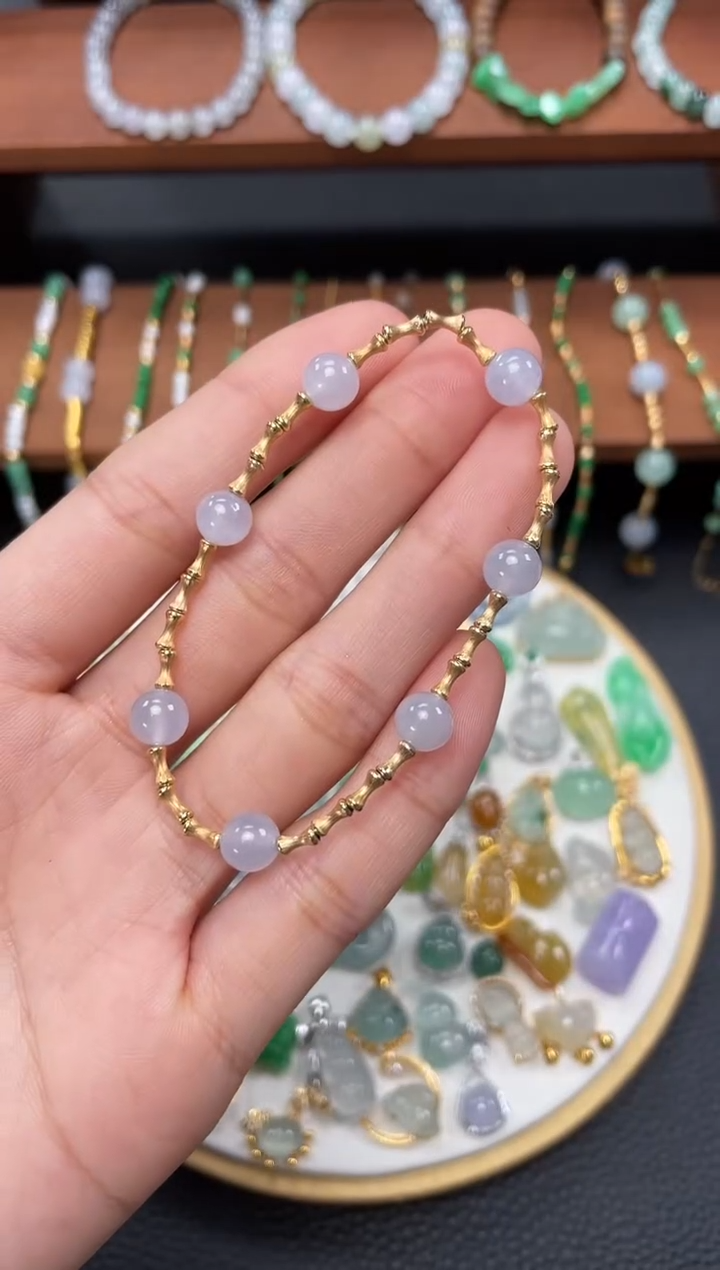 【闪购商品】翡翠套链18K金镶嵌一个  JK678