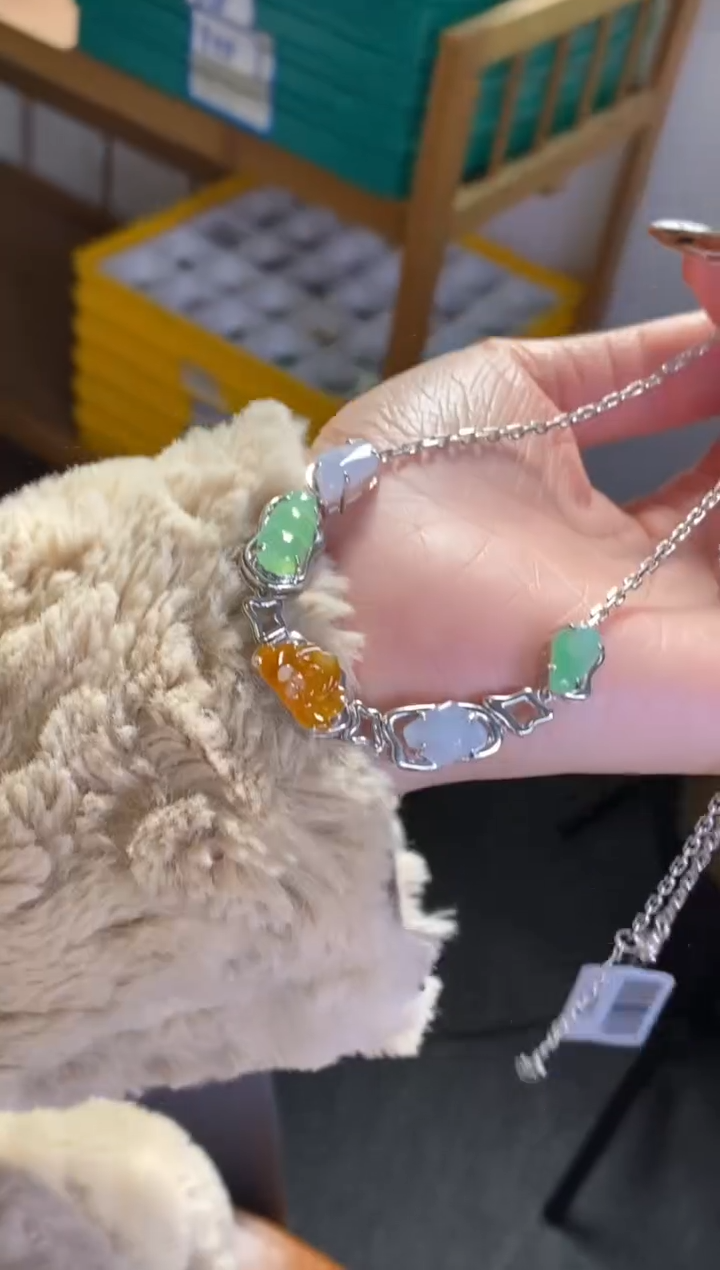 颈饰银S925镶嵌翡翠19252