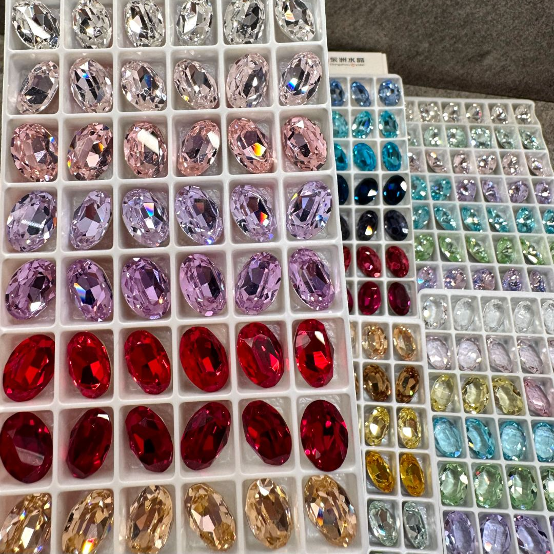 戴菲家东洲10mm*14mm大鸽子蛋高品质爆闪椭圆美甲饰品尖底彩色钻