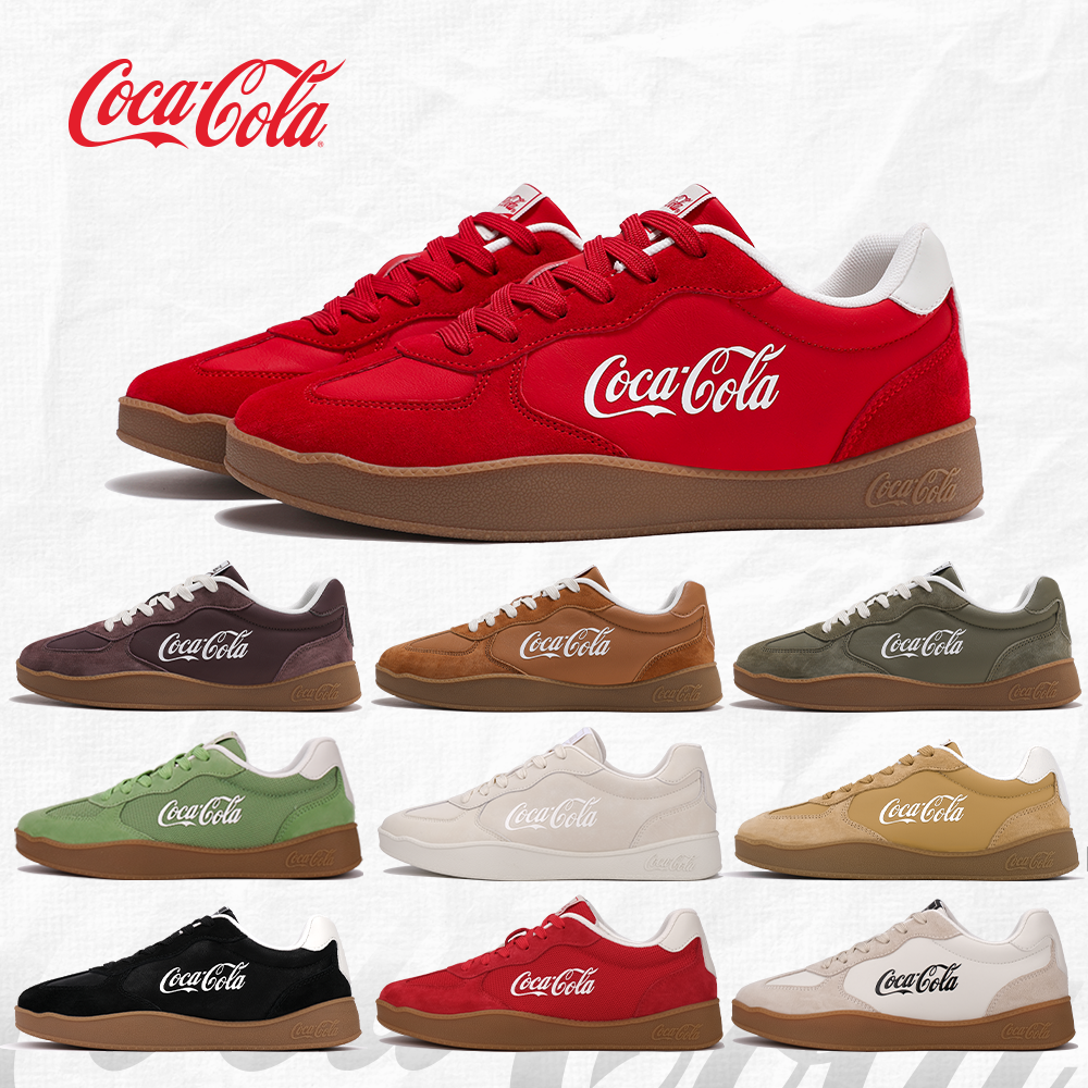 Coca-Cola/可口可乐新款复古德训鞋男女同款百搭增高板鞋
