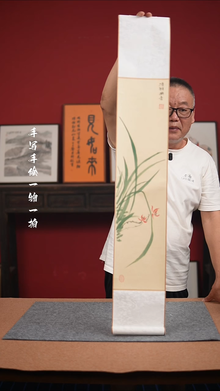 国画手绘-17*110卷轴花鸟