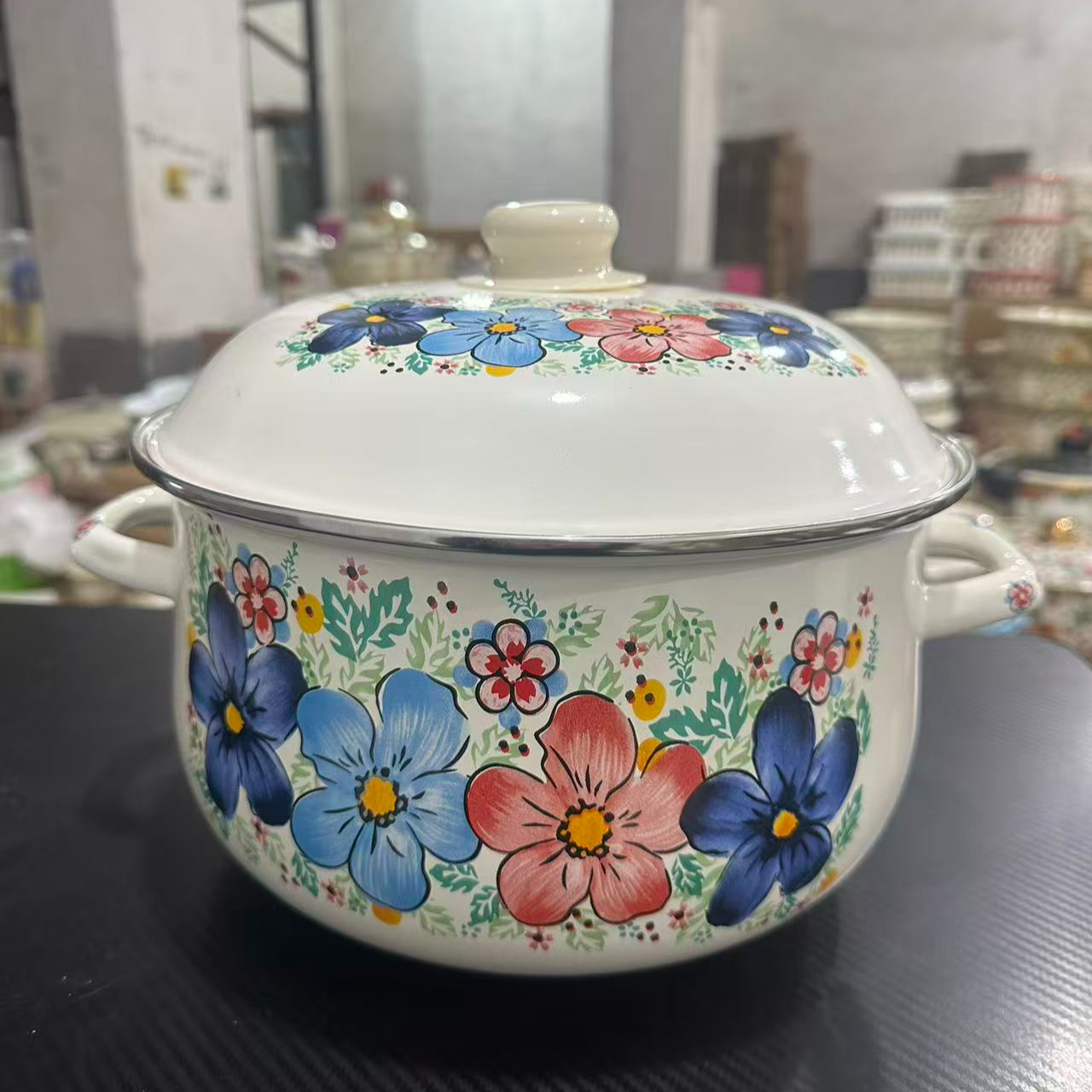 26公分盛夏花搪瓷汤锅