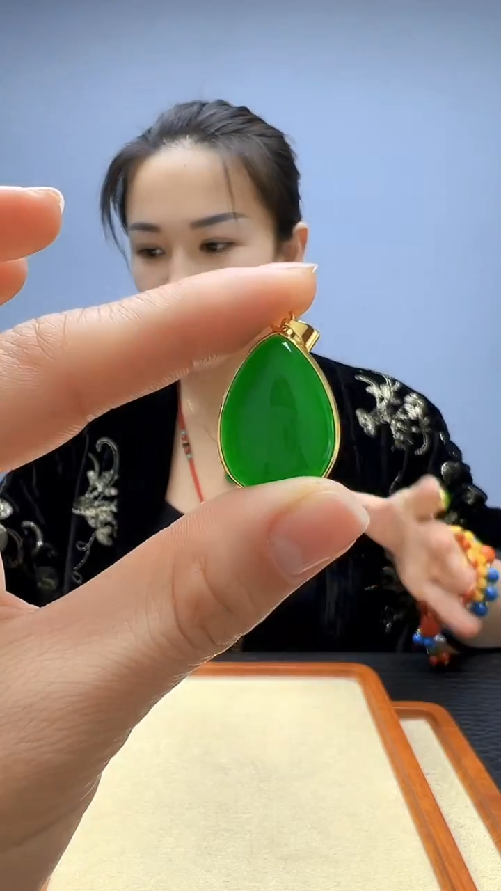 颈饰14K金镶嵌翡翠高货diy劲饰