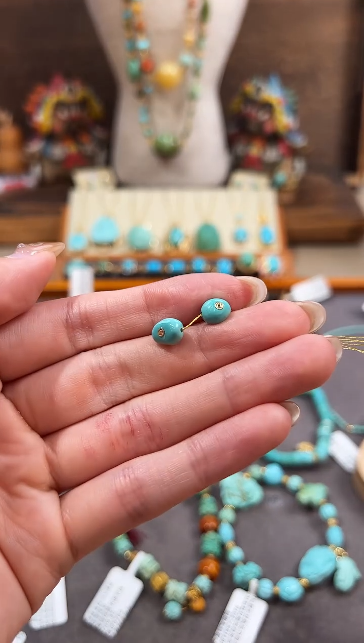 未镶嵌绿松石配饰绿松石糖豆配饰