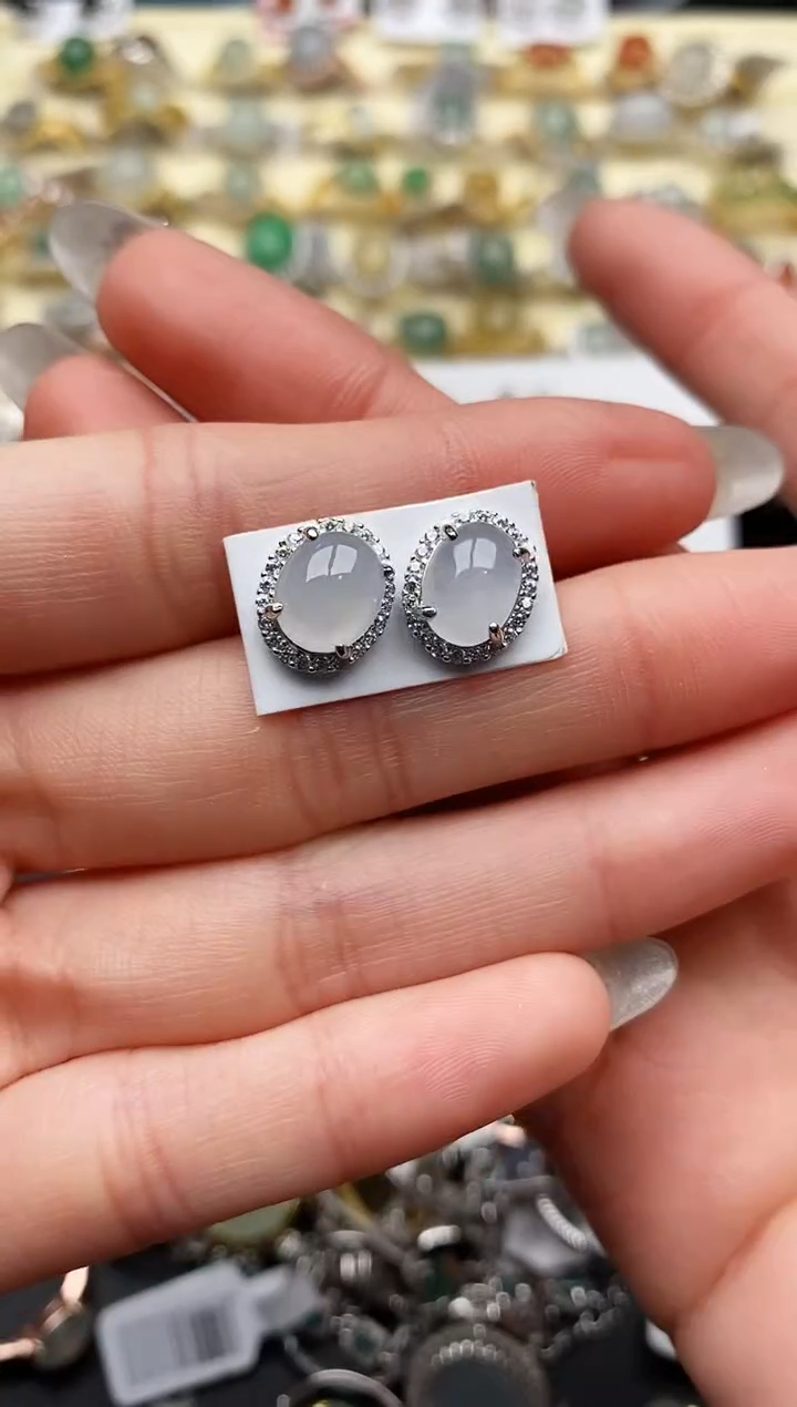 【闪购商品】翡翠戒指银S925镶嵌6666666+4