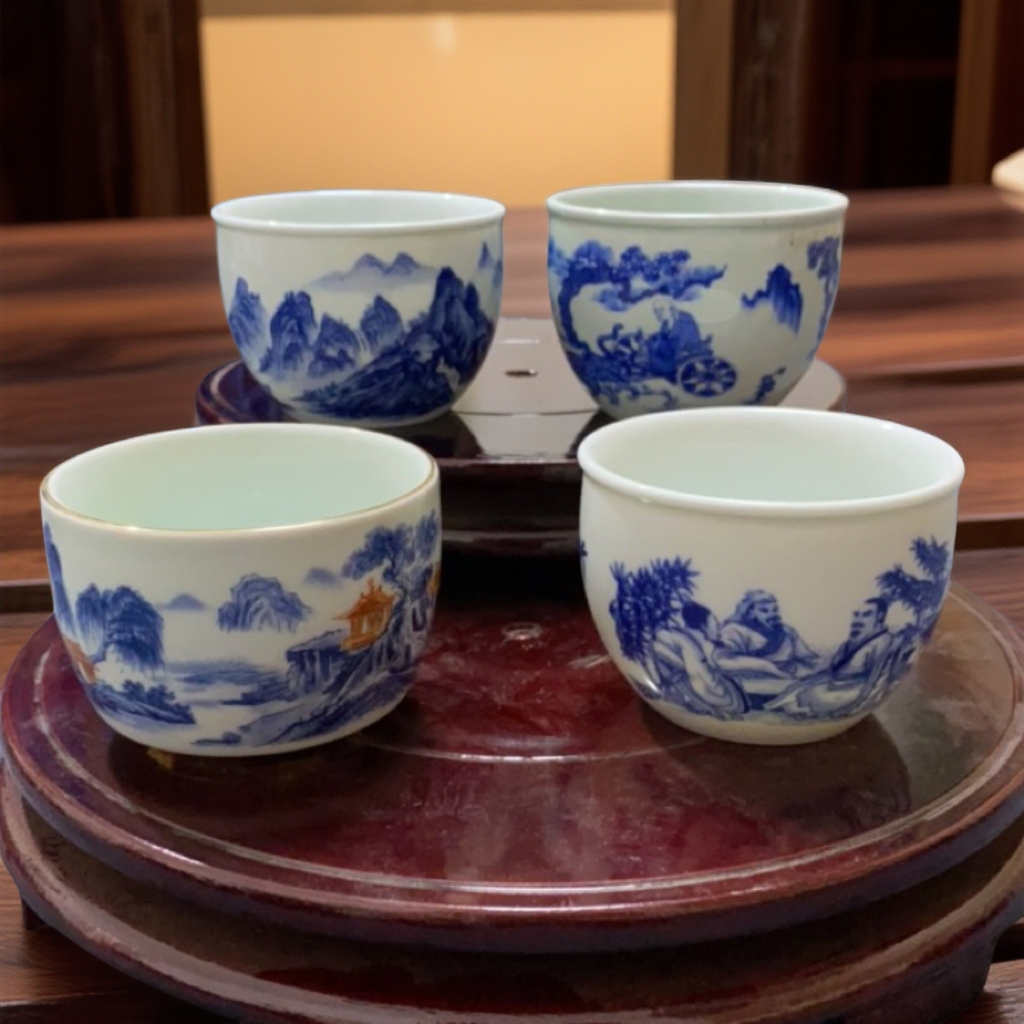 （爆款特价）景德镇 青花人物山水陶瓷主人杯缸杯家用大容量中式