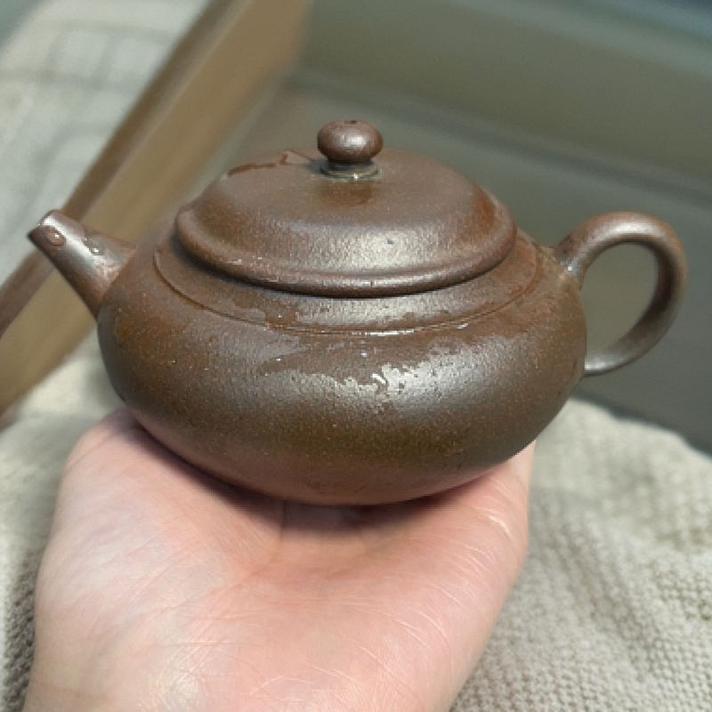 扁水平紫砂壶/紫泥柴烧/容量260cc