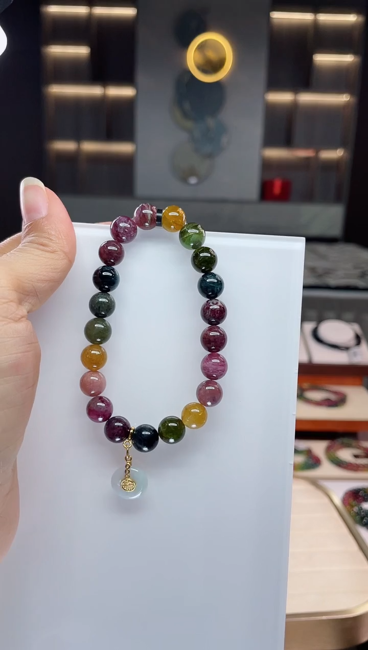 未镶嵌老矿碧玺单圈手串9mm+碧玺（多样性发一条）Q