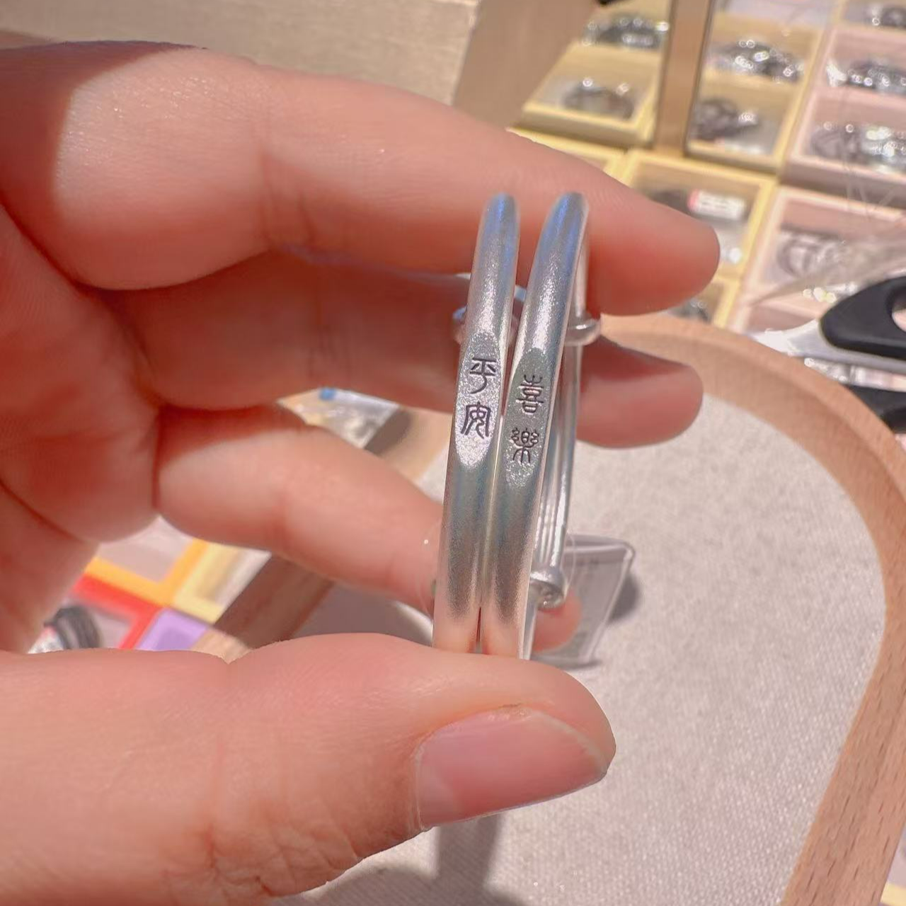 足银手镯 足银古法平安喜乐宝宝手镯