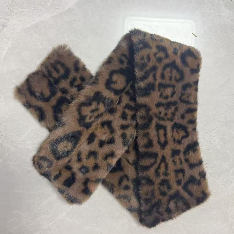 豹纹时尚保暖韩版女成人围巾冷帽