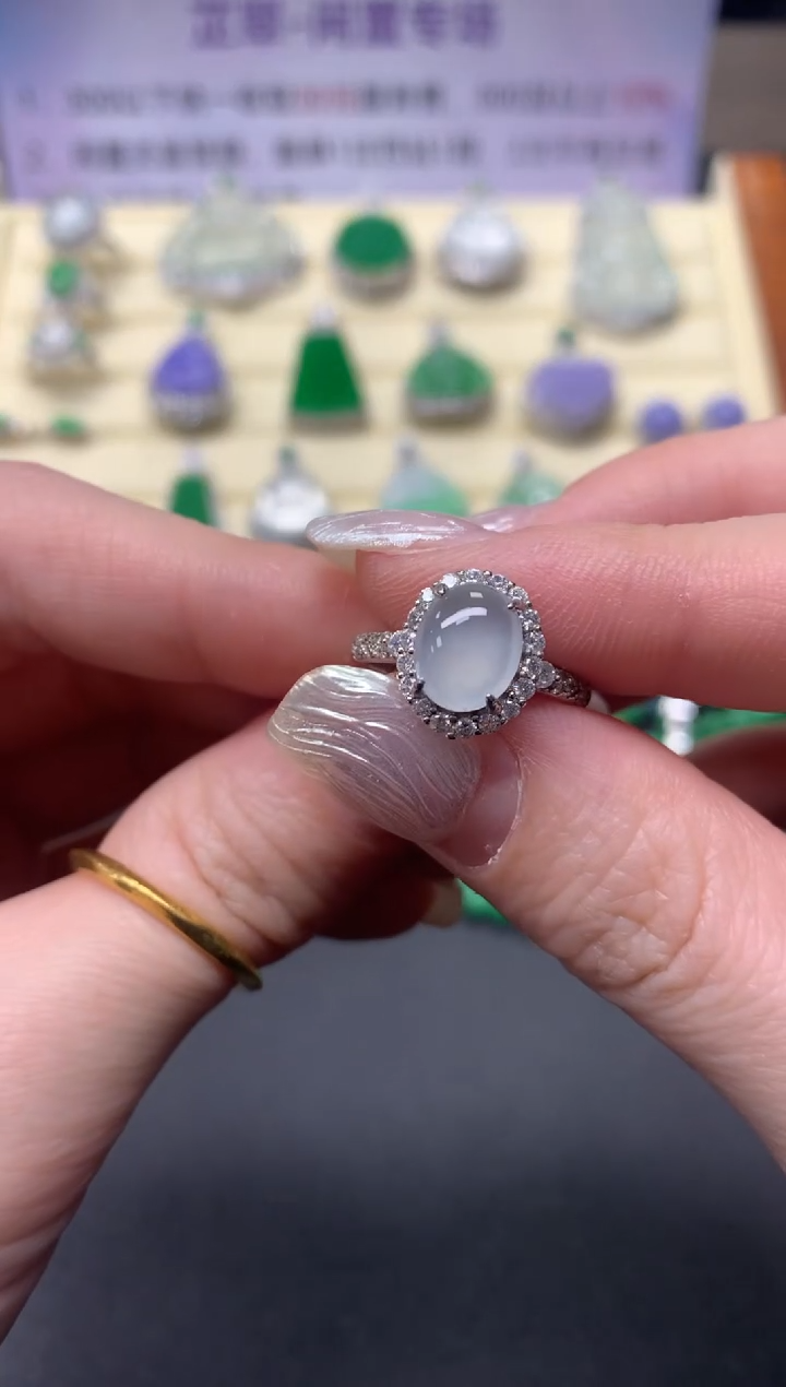 【闪购商品】翡翠戒指银S925镶嵌戒指|300+30