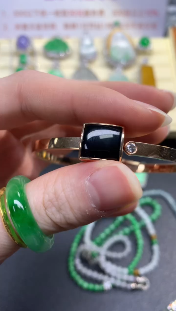 翡翠手镯18K金镶嵌手镯|8800+880