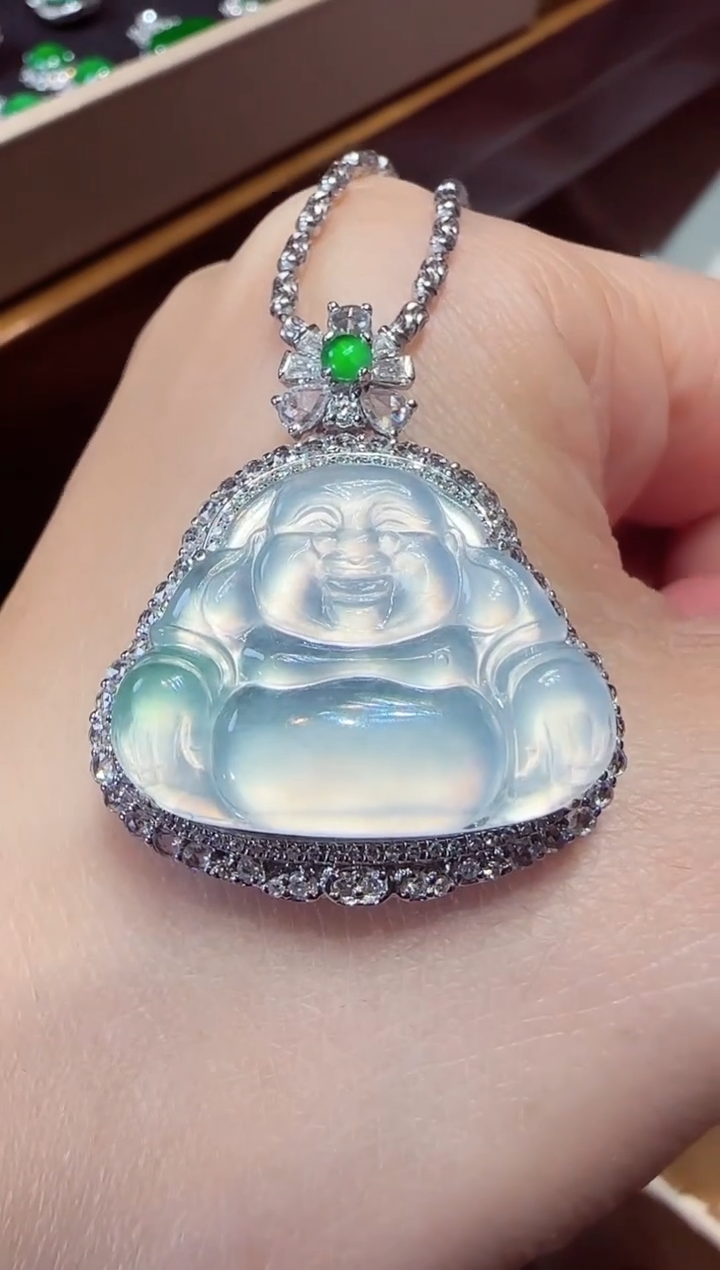 【闪购商品】翡翠吊坠(不含链)18K金镶嵌佛公