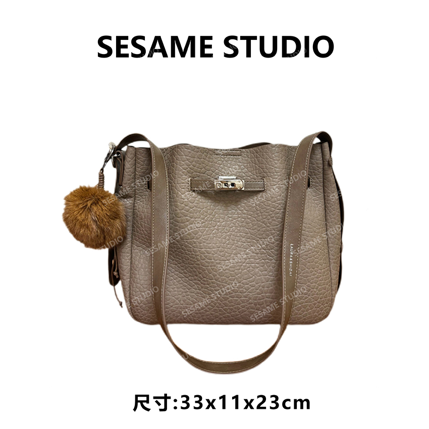 【芝麻集】SD-5885-泡泡灰RAIN.CUN休闲时尚百搭腋下女包