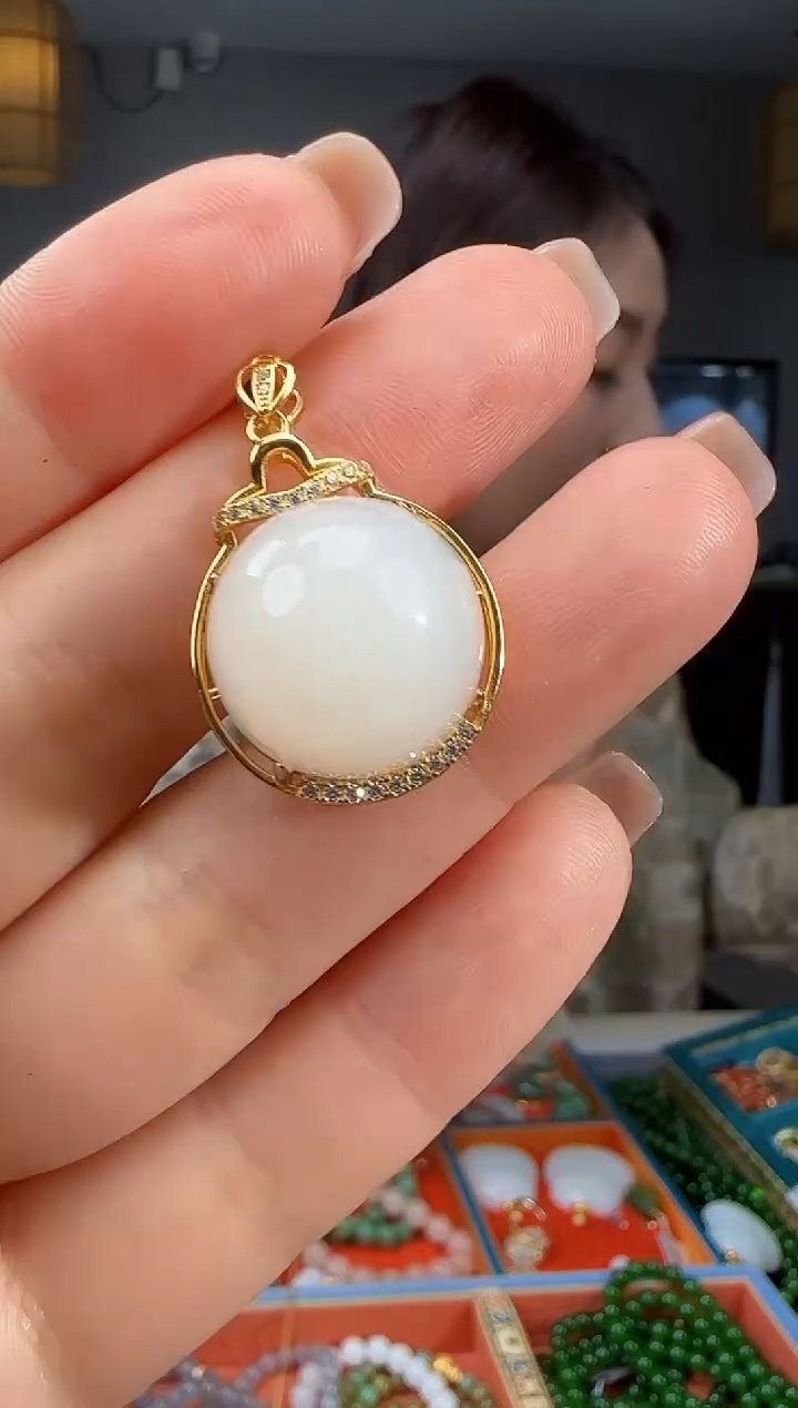 吊坠(不含链)银S925镶嵌和田玉大