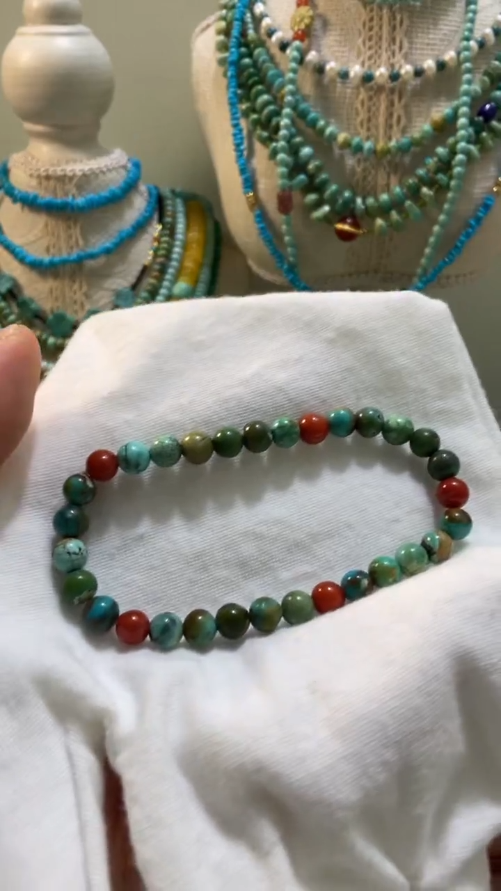 未镶嵌绿松石珠宝奇石5.8mm多宝手串