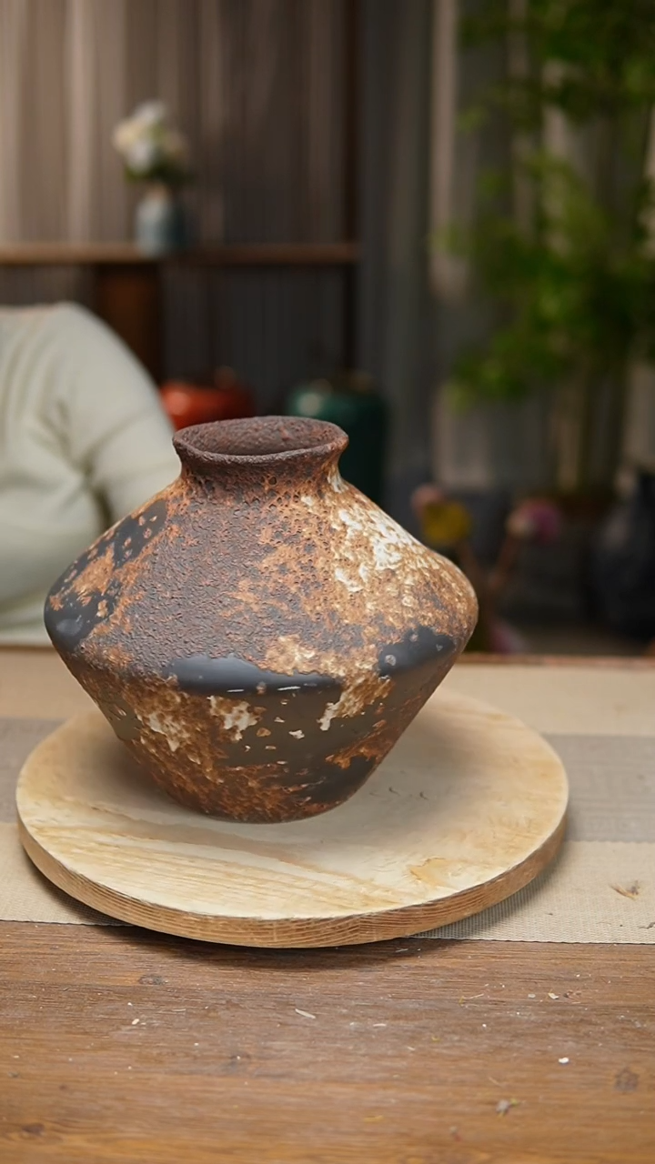 【闪购商品】陶瓷   花器诧寂棕飞碟 