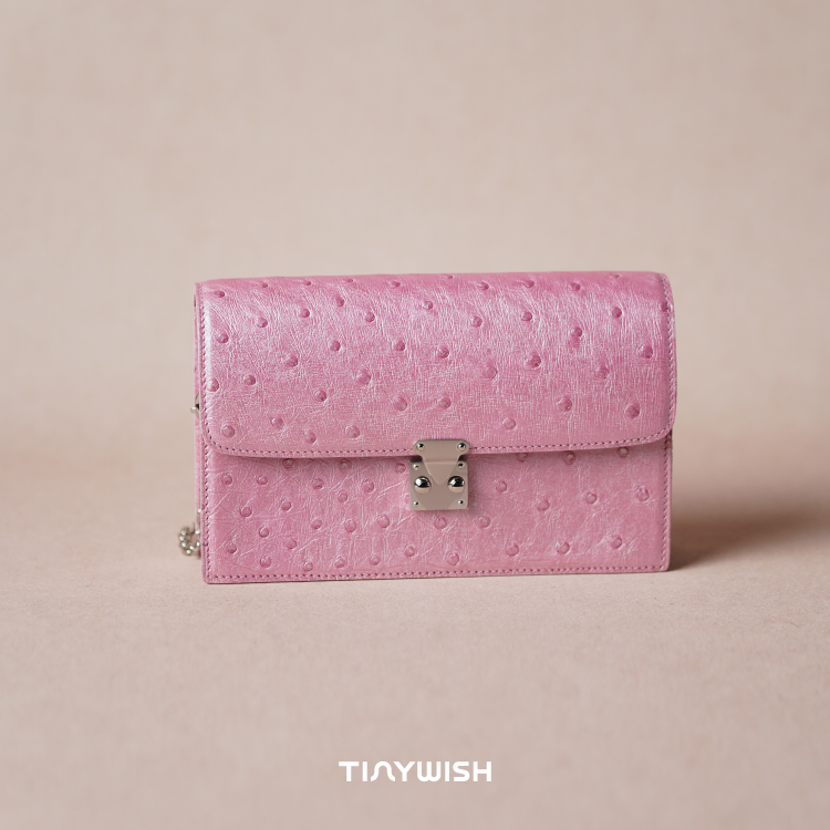 TINYWISH微信 鸵鸟皮方锁包 女士时尚通勤小方包单肩斜挎