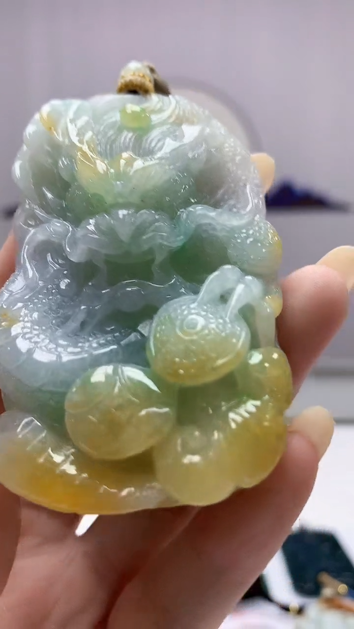 【闪购商品】定制翡翠未镶嵌5060DD-毛货挂件龙牌134