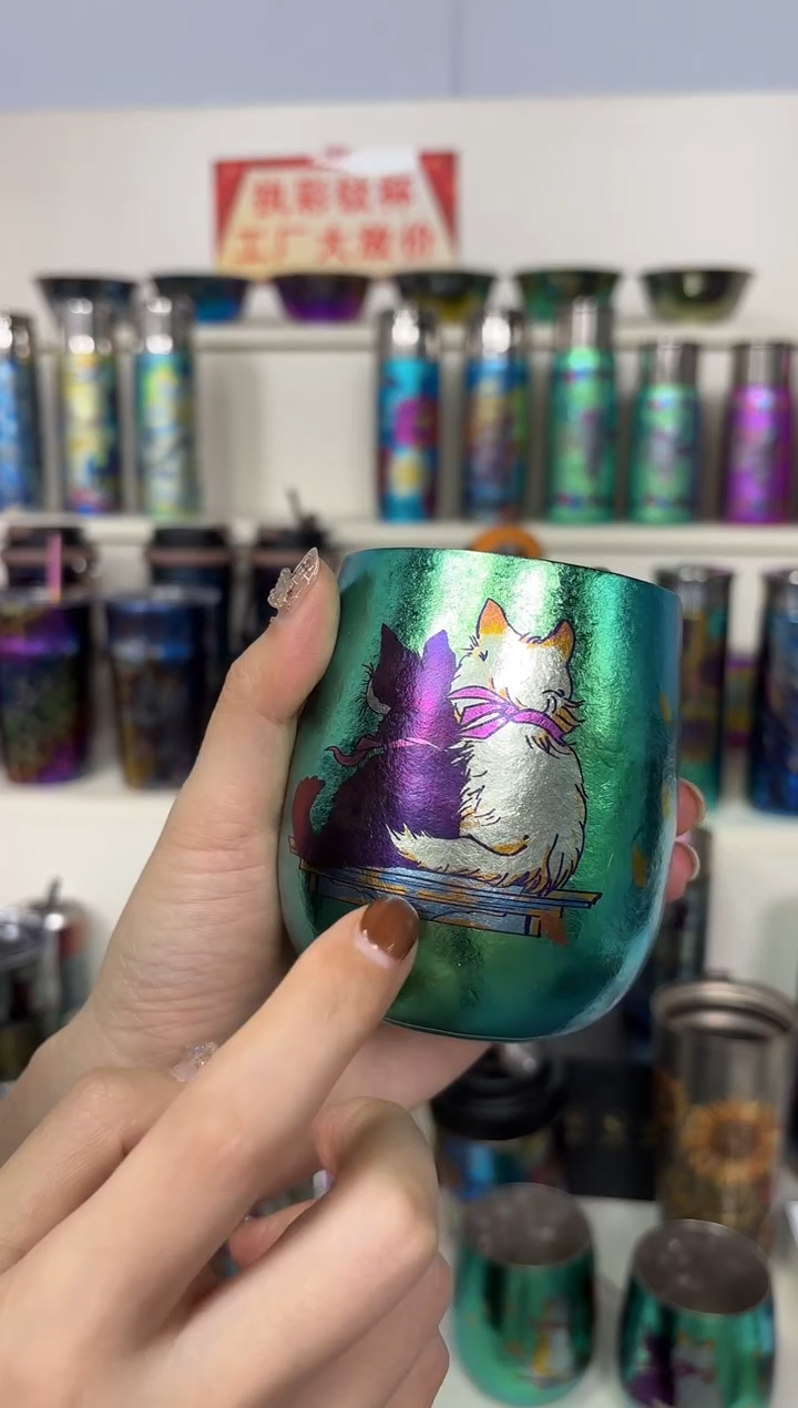 纯钛微瑕  蛋杯  背景小猫单只  1个 