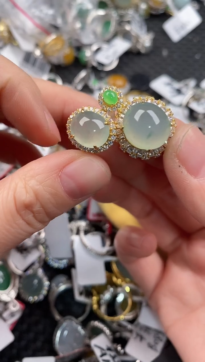 银S925镶嵌戒指翡翠10              1