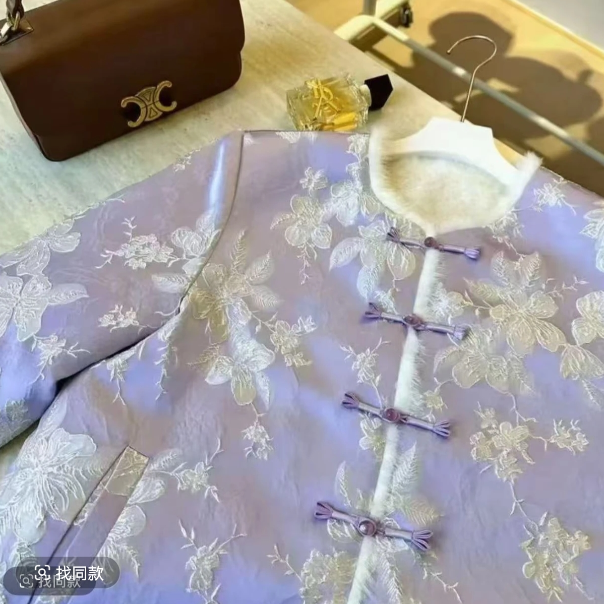 新中式风景穿搭女型领单排扣短外套冬季中式立领礼服国风加厚0646