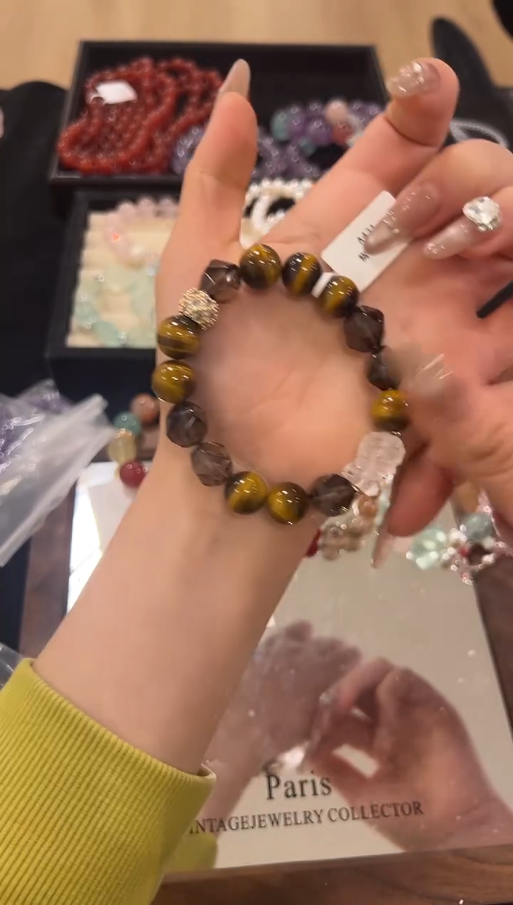 未镶嵌手链水晶茶晶虎眼设计款手串