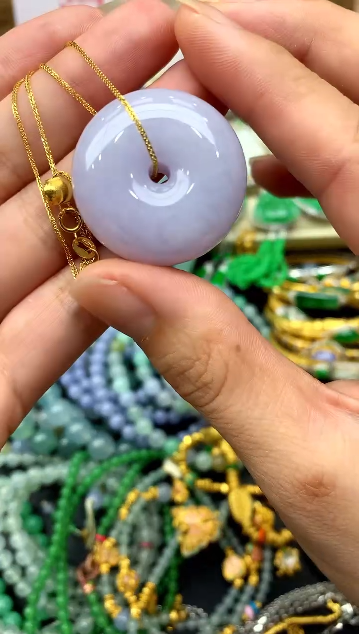 翡翠18K金镶嵌颈饰398-中国好珍宝