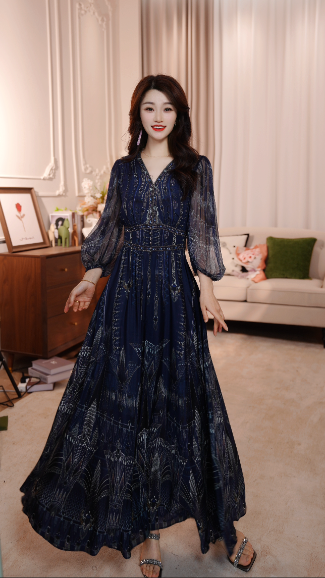 【墨尔本】25年显白女神名媛风优雅气质收腰高端连衣裙