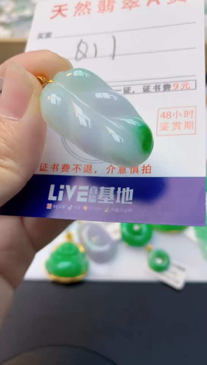 颈饰18K金镶嵌翡翠天然缅甸A货翡翠