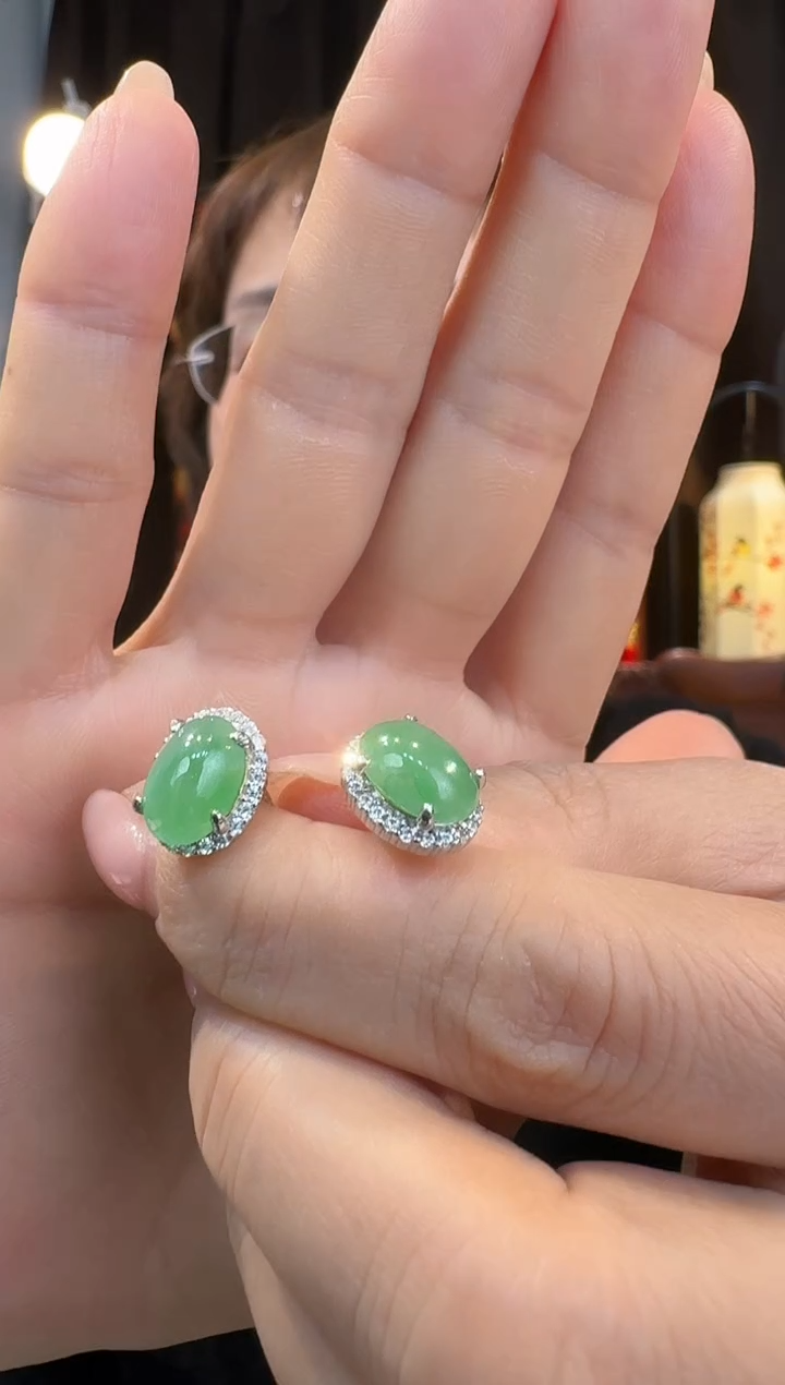 【闪购商品】翡翠耳钉银S925镶嵌耳钉