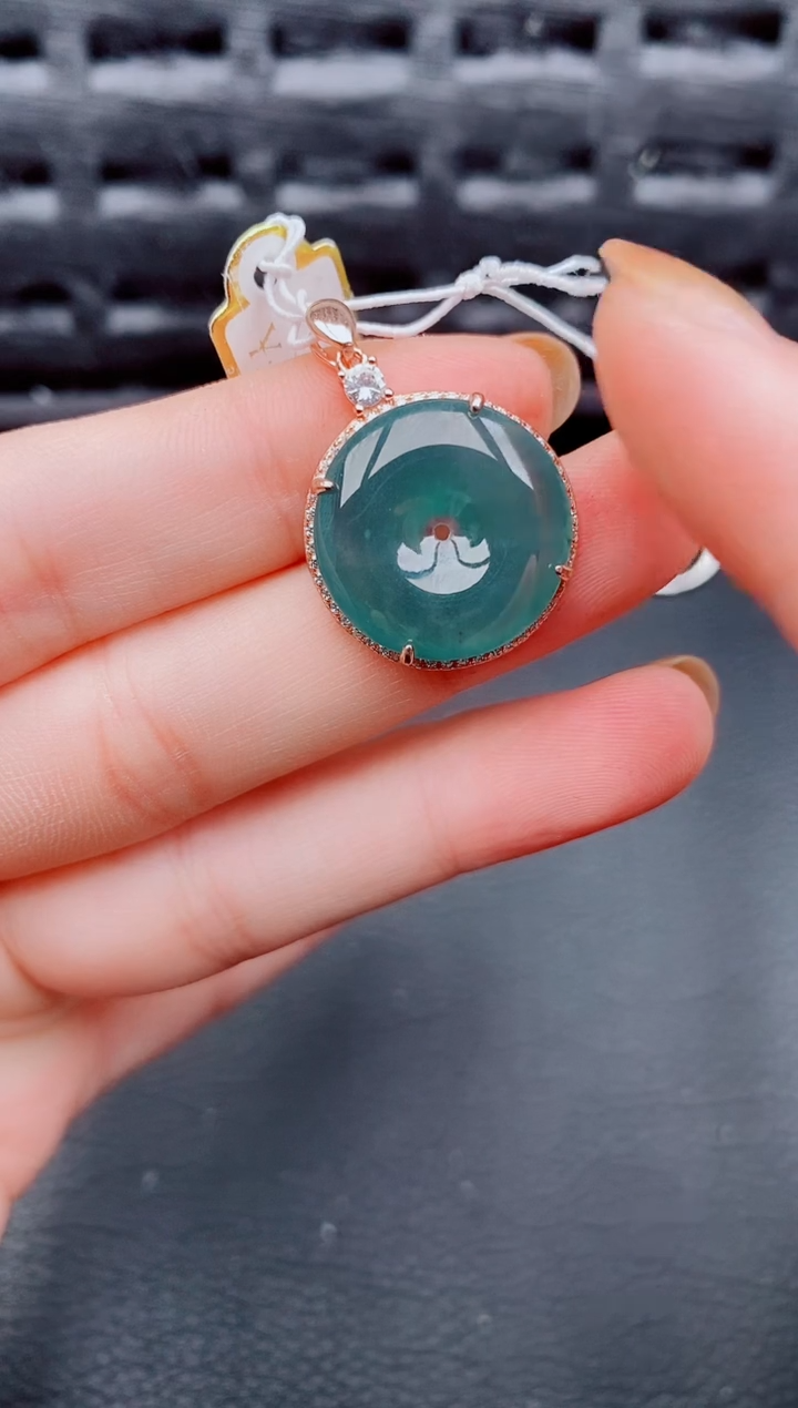 【闪购商品】翡翠颈饰银S925镶嵌天然a货翡翠479