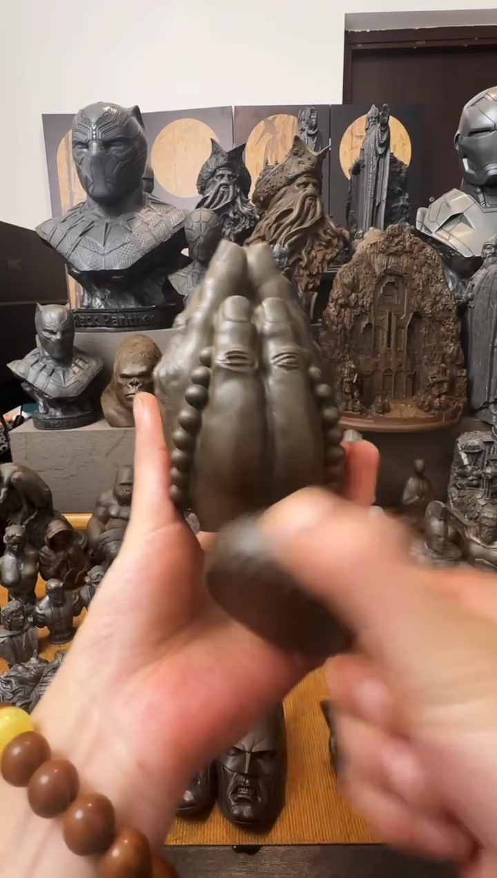 铁h****梦实心铁艺摆件~~佛手，小鼓（锈色）