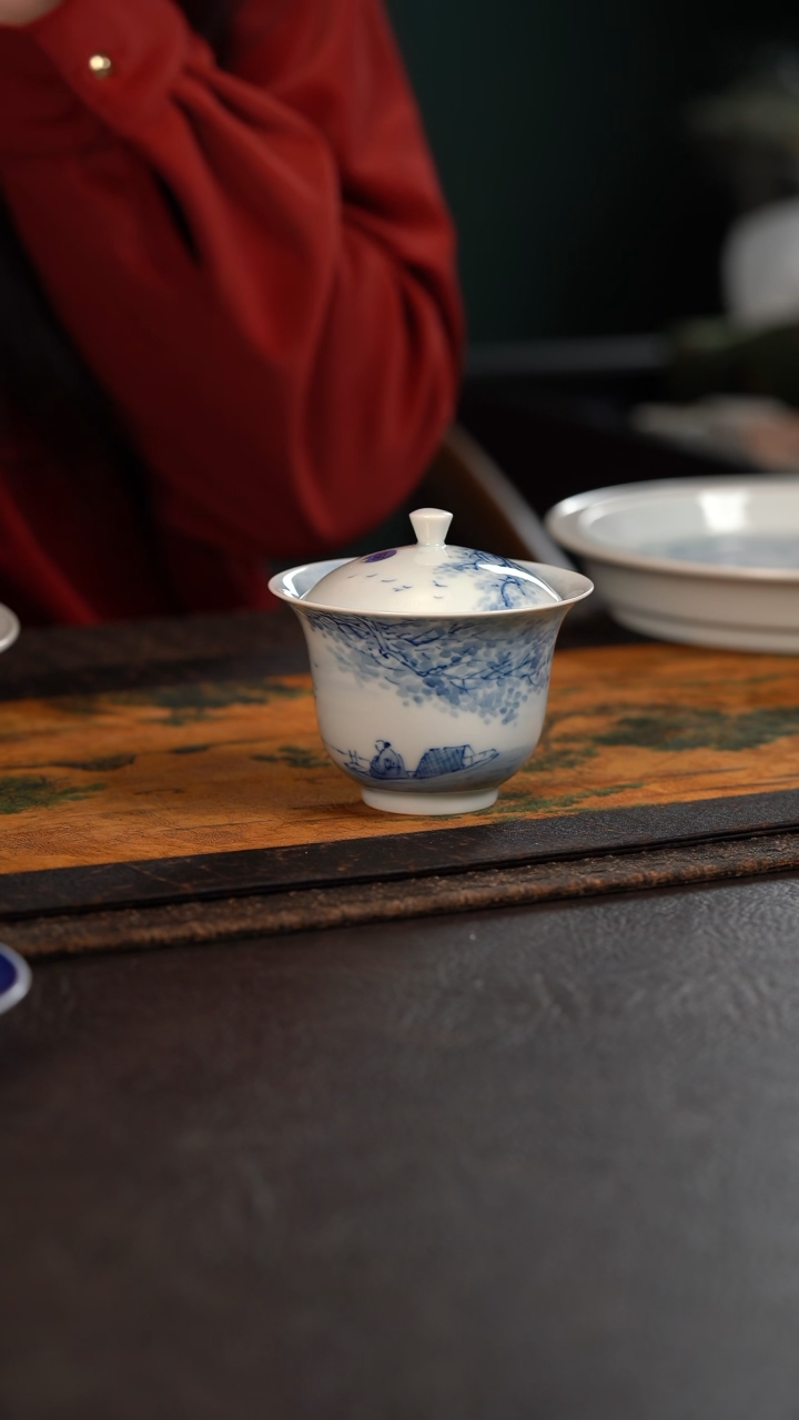 【闪购商品】杯756HLX陶瓷写意山水盖碗