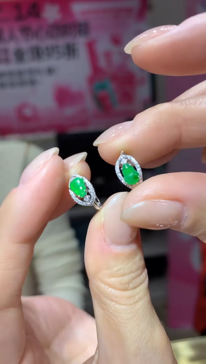 【闪购商品】翡翠耳饰18K金镶嵌|不退不换