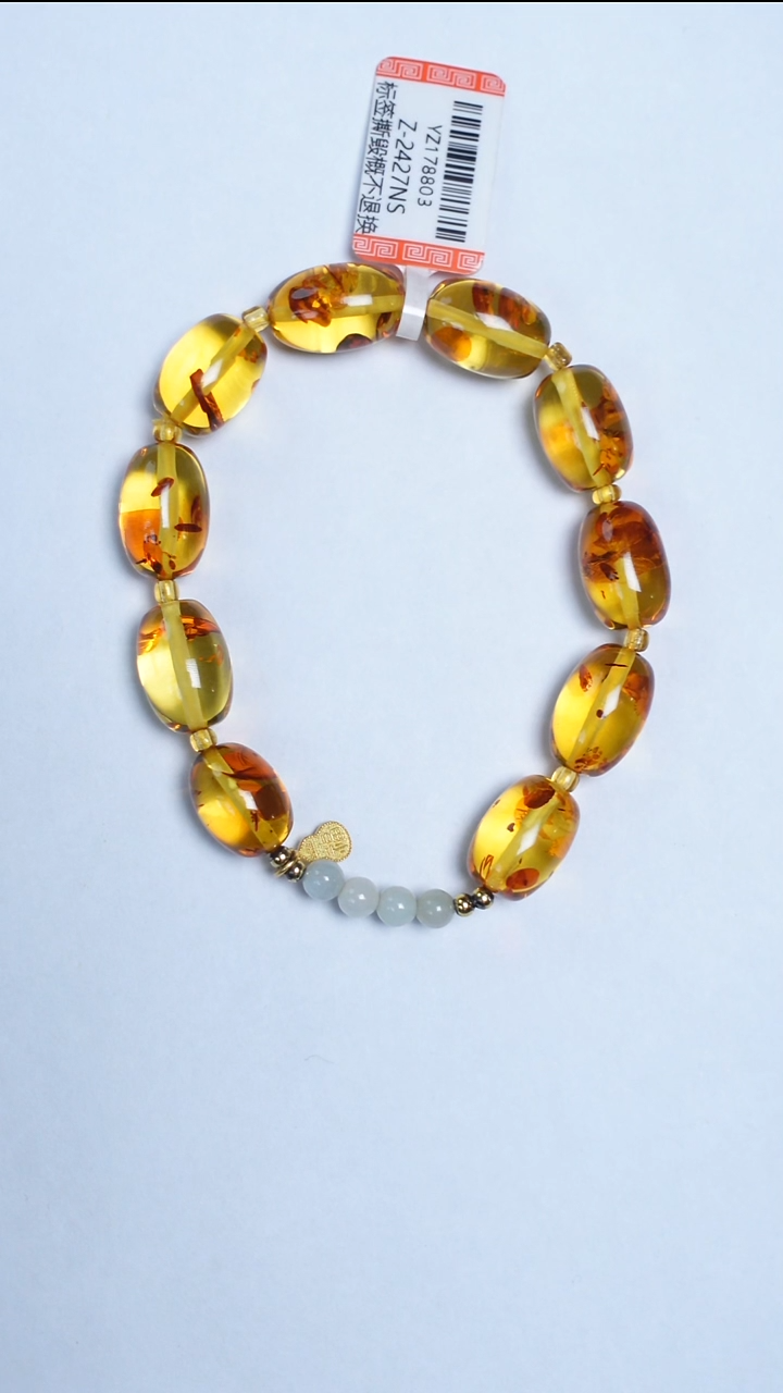 手链琥珀（花珀）未镶嵌花珀枣珠手串10mm