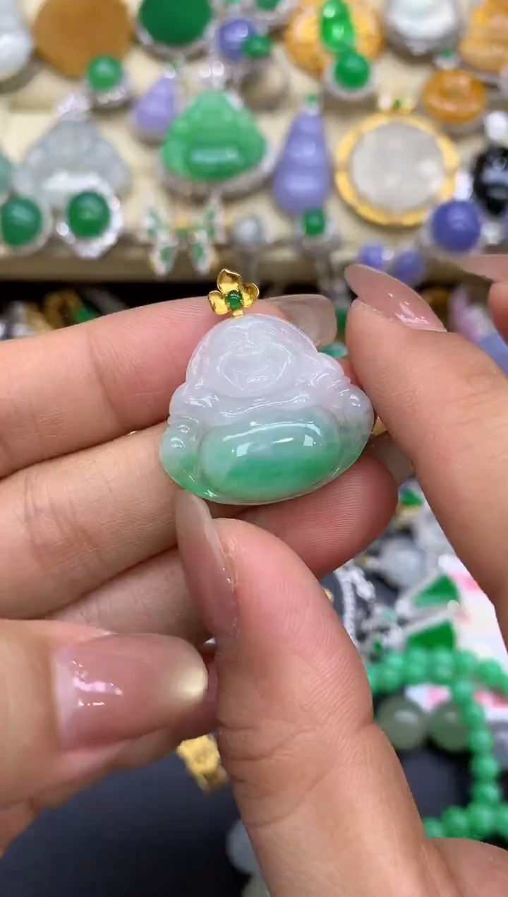 颈饰18K金镶嵌翡翠78-中国好珍宝