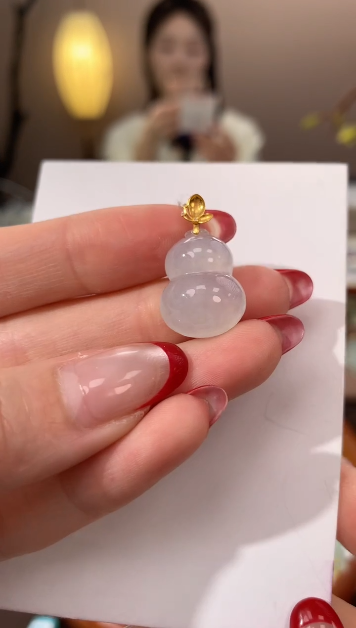 【闪购商品】翡翠颈饰18K金镶嵌天然缅甸a货翡翠