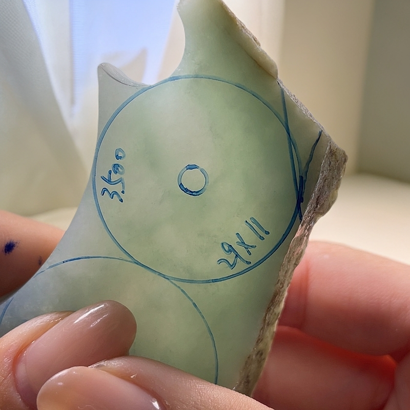 定制翡翠未镶嵌冰胶甜晴绿平安扣